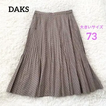 DAKS 닥스 체크 무늬 A라인 얇은 플리츠 스커트 빅 사이즈