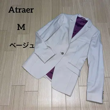 아틀라엘 테일러드 자켓 베이지 M 안감 퍼플 뉴요커 새상품급