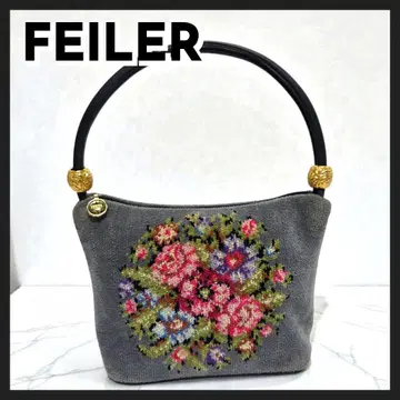 FEILER 미니백 핸드백 꽃무늬 슈니르 직조 그레이