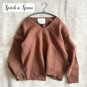 [ SPICK & SPAN ] 백 슬릿 니트 울 혼방 코튼 V넥