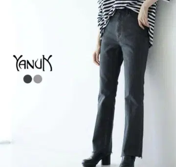 야누크 세미 플레어 청바지 컷오프 데님 부츠컷 블랙