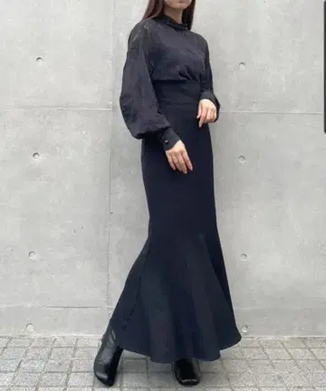 COCO DEAL 트윌 하이웨스트 머메이드 스커트