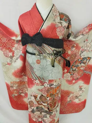 새상품급 순수 실크 교유젠 후리소데 3세트