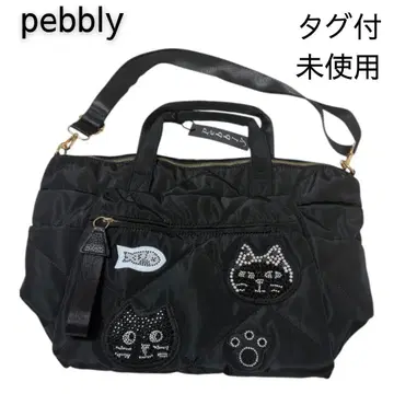 [ 택 포함 미사용 ] pebbly 2WAY 퀼팅 고양이 모티브 백