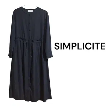 SIMPLICITE 네이비 롱 셔츠 원피스