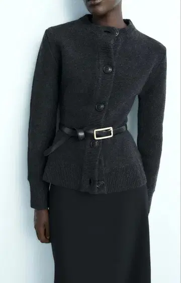 ZARA 자라 울 100% 핏 니트 가디건 L 그레이