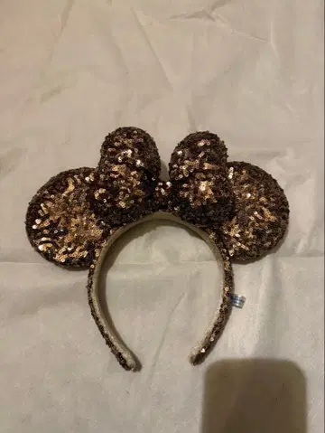 미키 귀 머리띠 브라운 라메