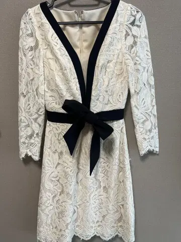 레이스 V넥 드레스 화이트