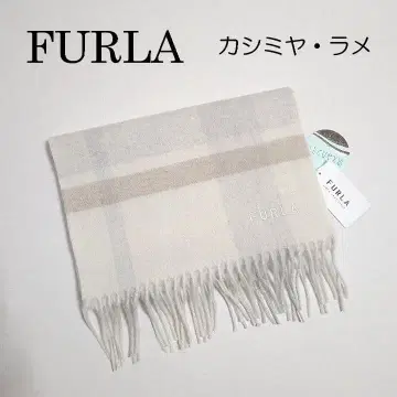 FURLA(훌라) 워셔블 캐시미어 머플러 화이트 브라운 계열 라메