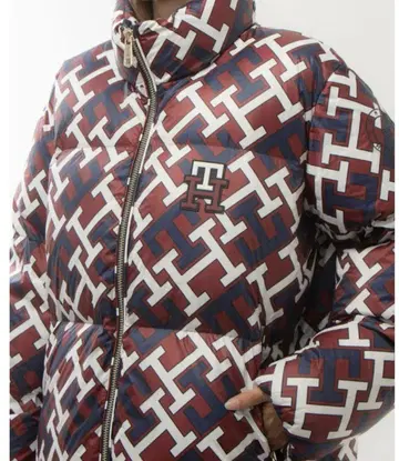 미사용 타미힐피거 다운 자켓 모노그램 프린트 사이즈 XS