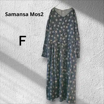 사만사 모스모스 SM2 꽃무늬 롱 원피스 블랙 F 올 패턴