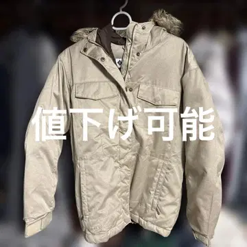 컬럼비아 다운 자켓 2WAY 로고 자수 후드 퍼 드로우 코드 포함