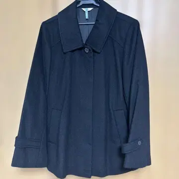 SAYURI 블랙 울 코트 캐시미어 혼방