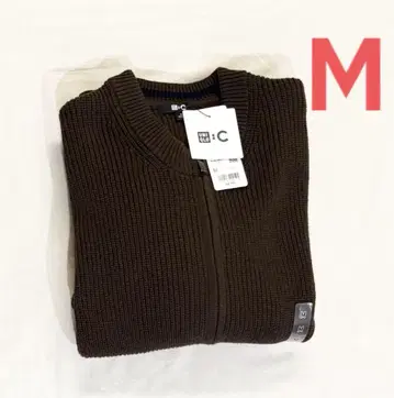 유니클로 C 크루넥 풀 집업 가디건 M 다크 브라운 새상품 UNIQLO