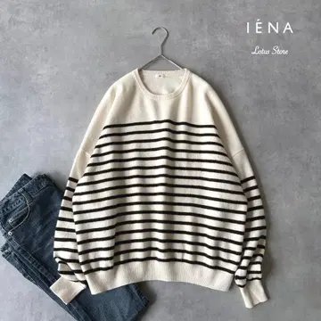 새상품급 IENA 이에나 울 보더 크루넥 풀오버