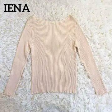 IENA 이에나 리브 니트 보트넥 긴팔 크림색