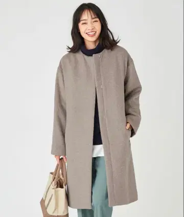 any FAM 애니팜 캐시미어 블렌드 노카라 사이드 슬릿 코트