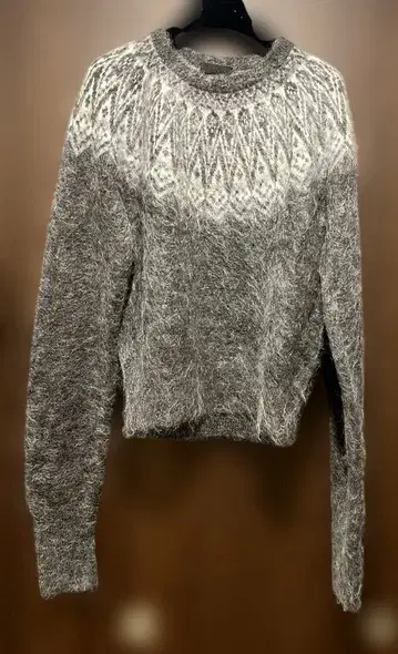 오마르 아프리디 모헤어 니트 그레이 노르딕 무늬