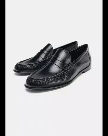 [ 미사용 새상품 ] ZARA 개더 소프트 모카신 블랙 24