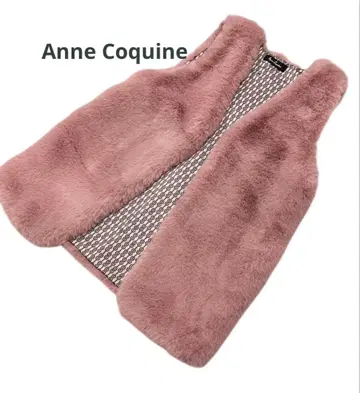 새상품급 Anne Coquine 앙코키누 에코 퍼 베스트 핑크 S