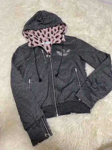 아디다스 라메 패턴 스팽글 로고 후드티