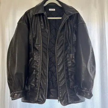 LAGUA GEM 인조 가죽 빈티지 자켓 BLK