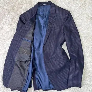 새상품급 폴스미스 테일러드 자켓 총 안감 M 체크 네이비