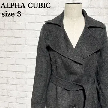 ALPHA CUBIC 고급 울 P 코트풍 하프 코트 고급 출퇴근 깔끔한