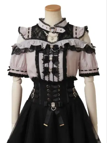 LIZLISA 3개 리본 프론트 초커 블라우스