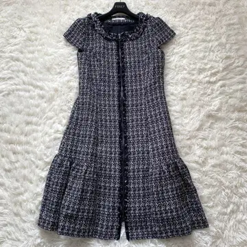 새상품급 폭시 빅 사이즈 트위드 원피스 집업 티어드