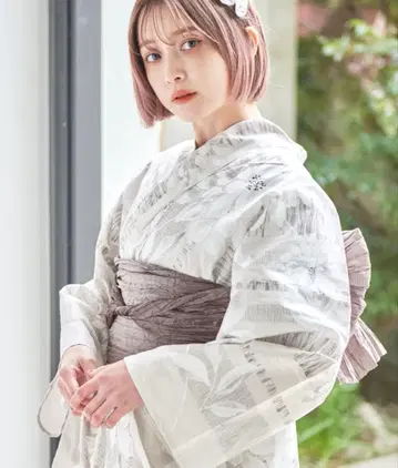 와카야마 염공 일본 염색 유카타와 오비 2점 세트