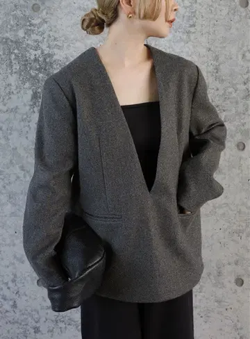 그레이 V넥 오버 사이즈 자켓