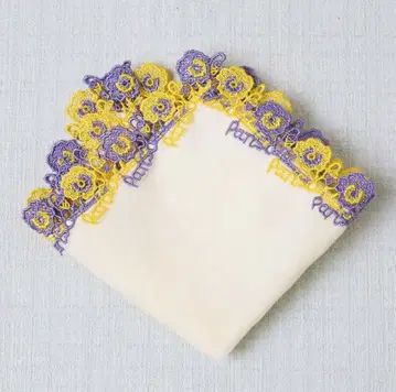 [ 랩핑 완료 ] 긴자와 레이스 여성화보 별주 레이스 손수건 팬지 크림색