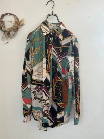 새상품급 ZARA 자라 스카프 패턴 올 패턴 긴팔 셔츠