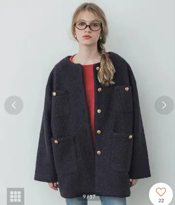 코카 coca 푸들 보아 노카라 코트 네이비 M