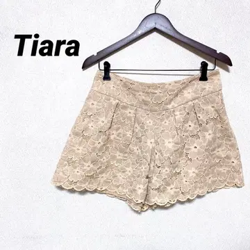 3525T 티아라 꽃무늬 레이스 숏팬츠 베이지 큐롯 스커트