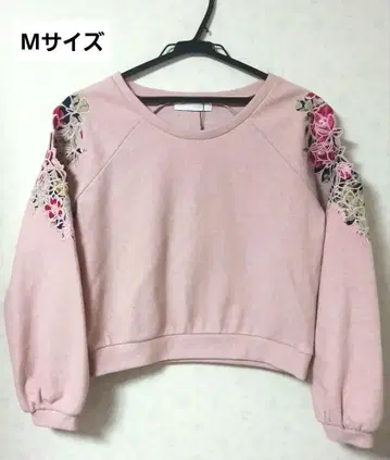 CECIL McBEE 꽃무늬 자수 트레이닝복 핑크 M 페미닌