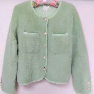 PINKHOUSE 민트 그린 퍼 노카라 자켓 새상품