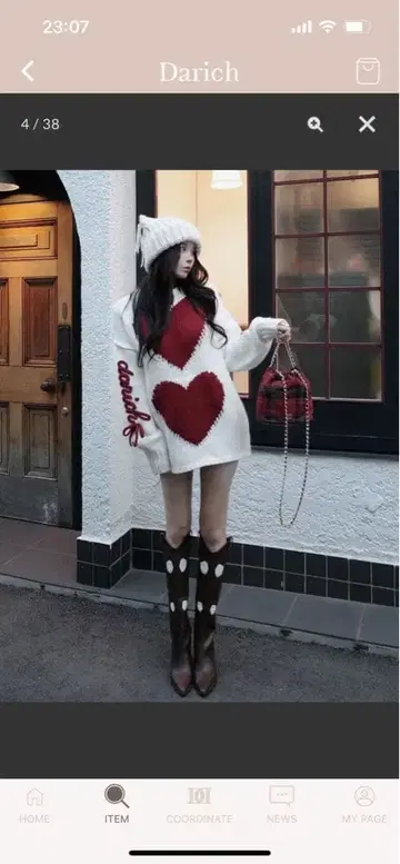 Darich 하트 로고 로우게이지 니트 튜닉