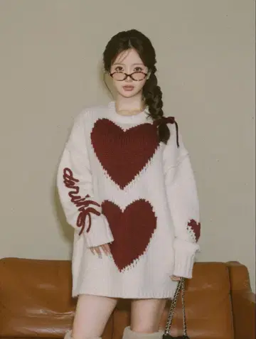 Darich 하트 로고 로우게이지 니트 튜닉