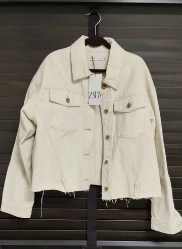 ZARA 아이보리 숏 기장 데님 자켓 S