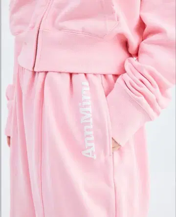 AnnMiru 로고 개더 스웨트 팬츠 pink 0