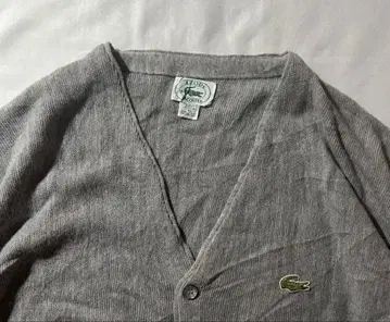 80s USA IZOD Lacoste 아크릴 니트 가디건 그레이