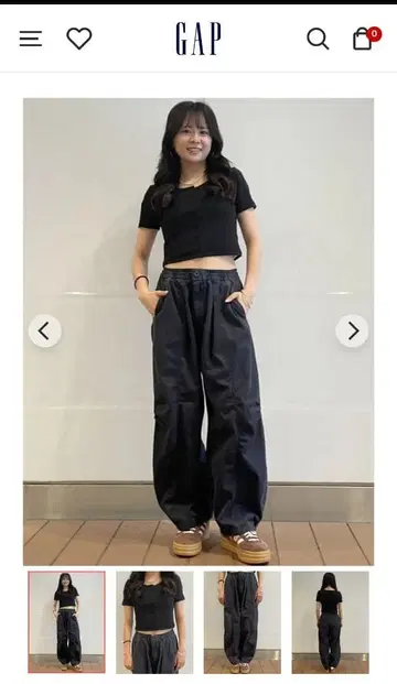 새상품급 GAP 갭 배럴 팬츠 파라슈트 팬츠 S 블랙