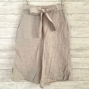 쓰리닷츠 린넨 숏팬츠 [ S ] 얇은 소재 내추럴 리본 벨트