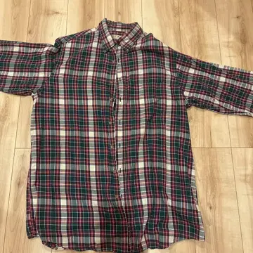 80년대 L.L. Bean 체크 무늬 긴팔 플란넬 셔츠
