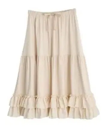 미디 프릴 페치 스커트 아이보리