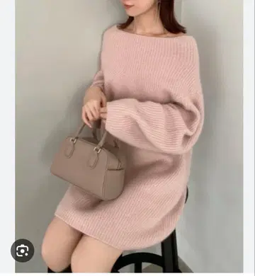 snidel 라쿤 미니 니트 원피스 핑크