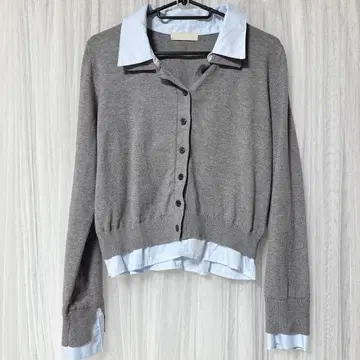 FREE'S MART 셔츠 페이크 레이어드 폴로 가디건