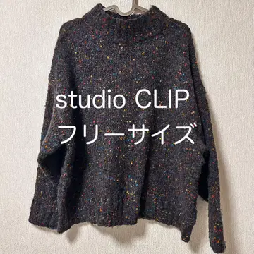 studio CLIP 니트 스웨터 알갱이 얀 슬리브 풀오버